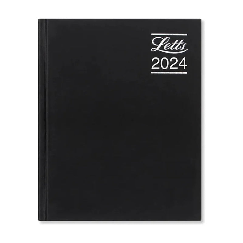 Letts of London Rhino Day to Page with Appts+Notes+Planners Diary 2024 Black A5