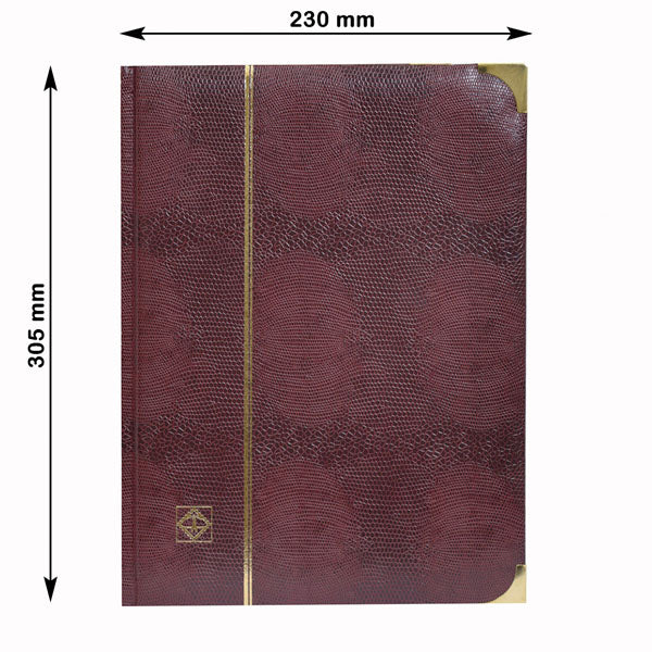 NEW Leuchtturm Comfort Deluxe Stockbook Burgundy Padded Crocodile Cover & Gold Fittings Stamp Album 64 Pages Black A4