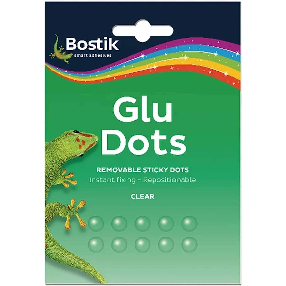 NEW Bostik REMOVABLE Glue Dots 10mm Double Sided Transparent Sticky Circles - Pack of 64