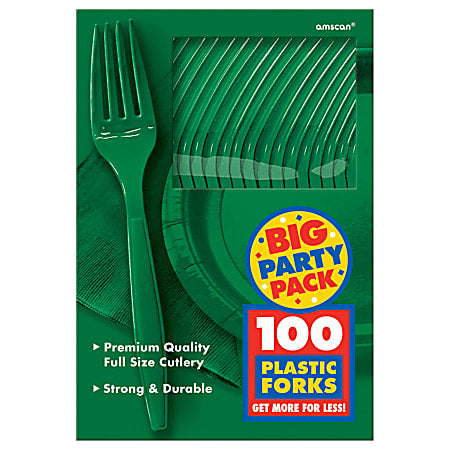 Amscan Big Party Cutlery Pack Festive Green - Pack of 100