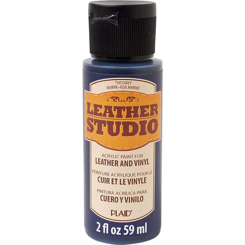 Plaid Leather Studio Leather & Vinyl Acrylic Paint 59ml - Navy Blue