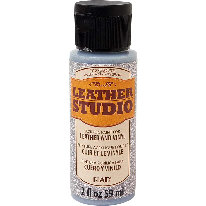 Plaid Leather Studio Leather & Vinyl Acrylic Paint 59ml - Silver Glitter