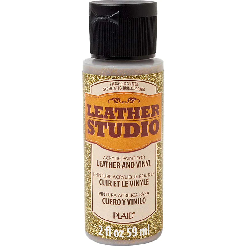 Plaid Leather Studio Leather & Vinyl Acrylic Paint 59ml - Gold Glitter