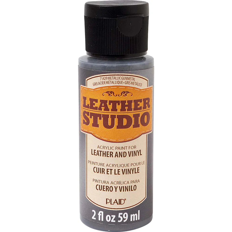 Plaid Leather Studio Leather & Vinyl Acrylic Paint 59ml - Metalic Gun Metal