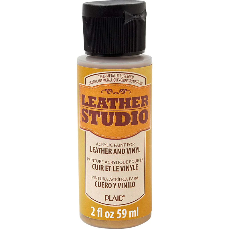 Plaid Leather Studio Leather & Vinyl Acrylic Paint 59ml - Metal Pure Gold