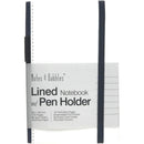 Notes & Dabbles Flynn Lined Notebook Journal White Hard Cover with Pen Holder - A6