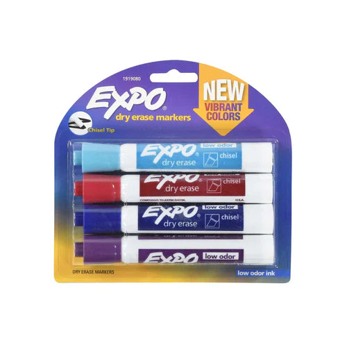 Expo White Board Markers Darks - Set of 4