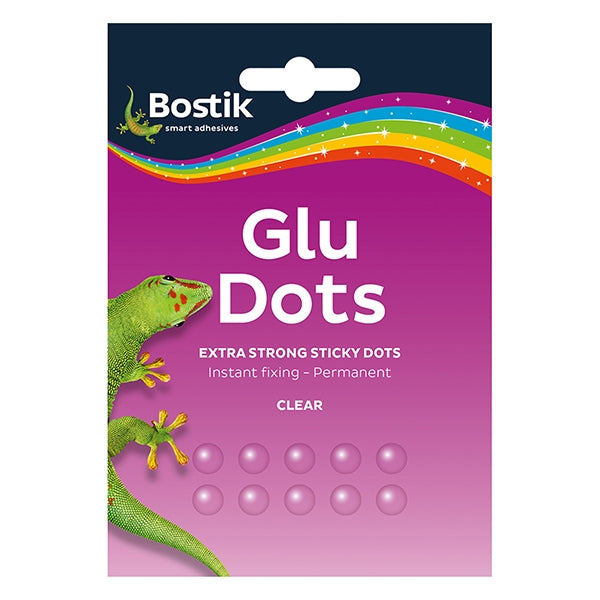 NEW Bostik Extra Strong Glue Dots 10mm Double Sided Transparent Sticky Circles - Pack of 64