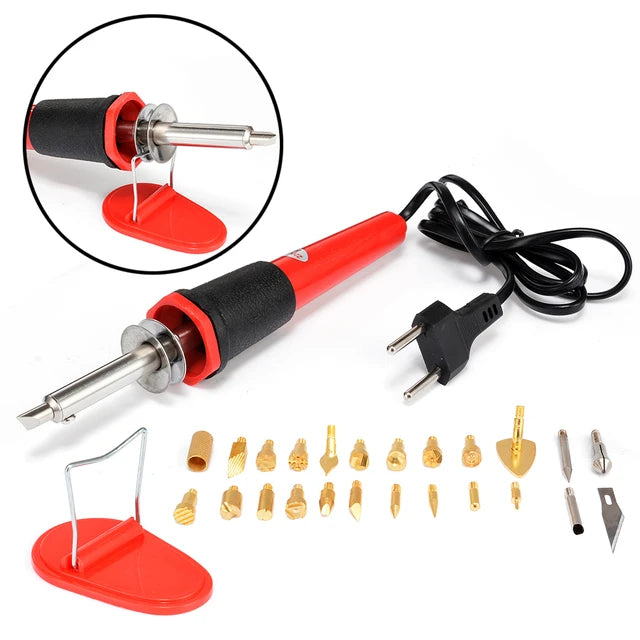 Electronic Pyrography Wood Burner & Soldering Tool 2in1 - 28pcs Tip Set