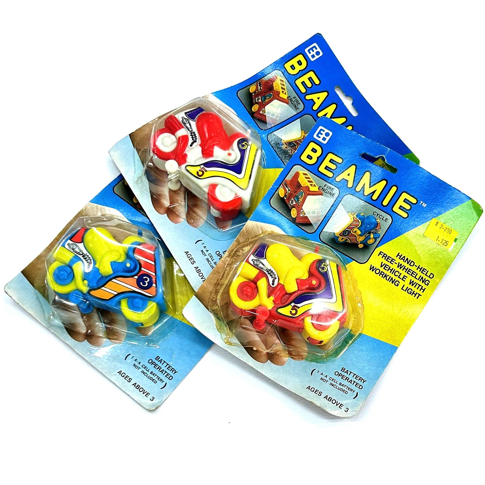 Party Favor Beamie Hand-Held Free-Wheeling Vehicle Toy - Pack of 3