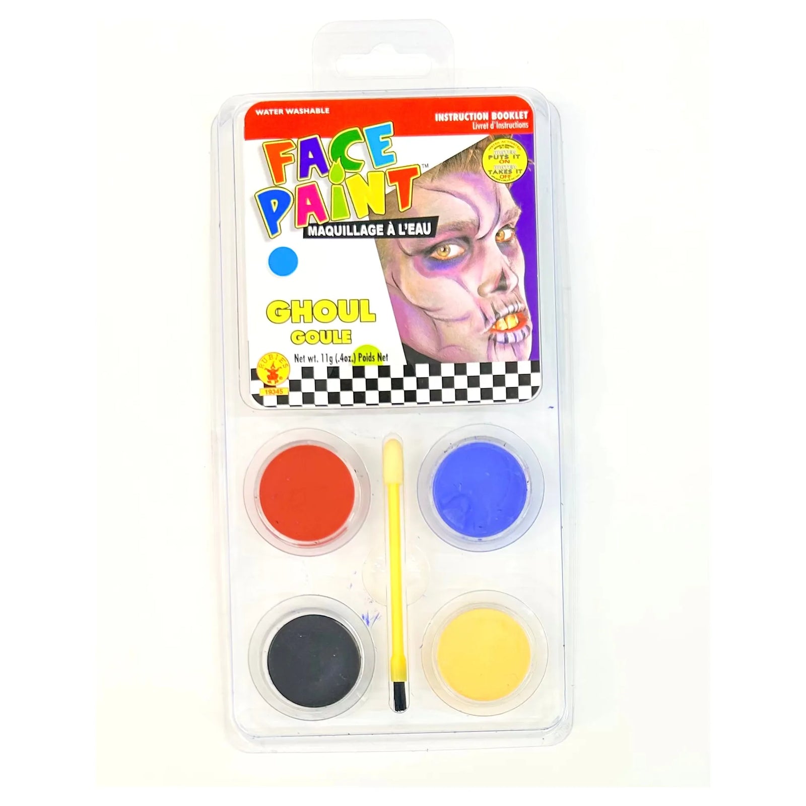 Face Paint Kit 4 Colors + Brush with Instructions