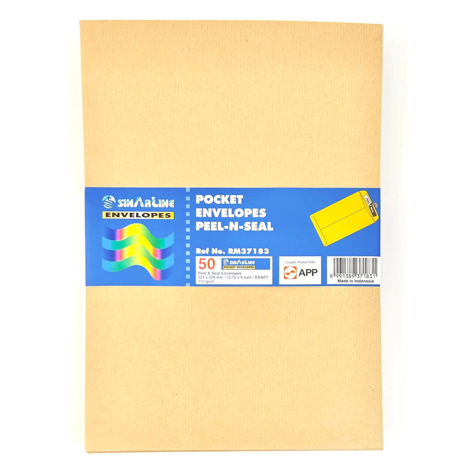 SinarLine Kraft Brown Peel-N-Seal Envelopes A4 -  Pack of 50