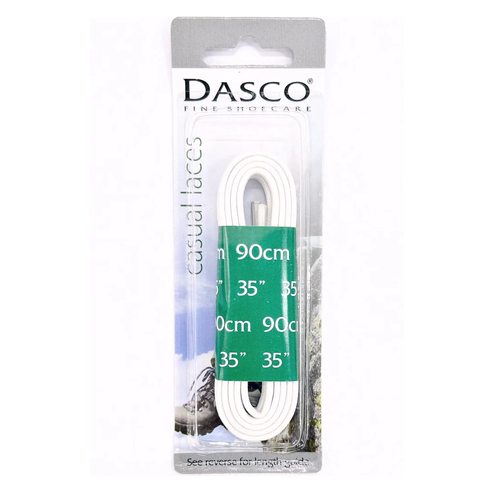 Dasco Casual Laces Waxed Broad Flat 4mm - White  90cm