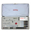 طقم اقلام تحبير روترنغ ايزوغراف + فرجار بعلبة جلد كلاسيكي عتيق