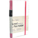 Notes & Dabbles Flynn Lined Notebook Journal White Hard Cover with Pen Holder - A6