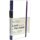 Notes & Dabbles Flynn Lined Notebook Journal White Hard Cover with Pen Holder - A6