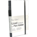 Notes & Dabbles Flynn Lined Notebook Journal White Hard Cover with Pen Holder - A6
