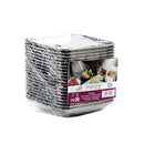 Sabert Mozaik Metal Silver Disposable Plastic Catering Mini Square Plates 6x6cm - Pack of 20