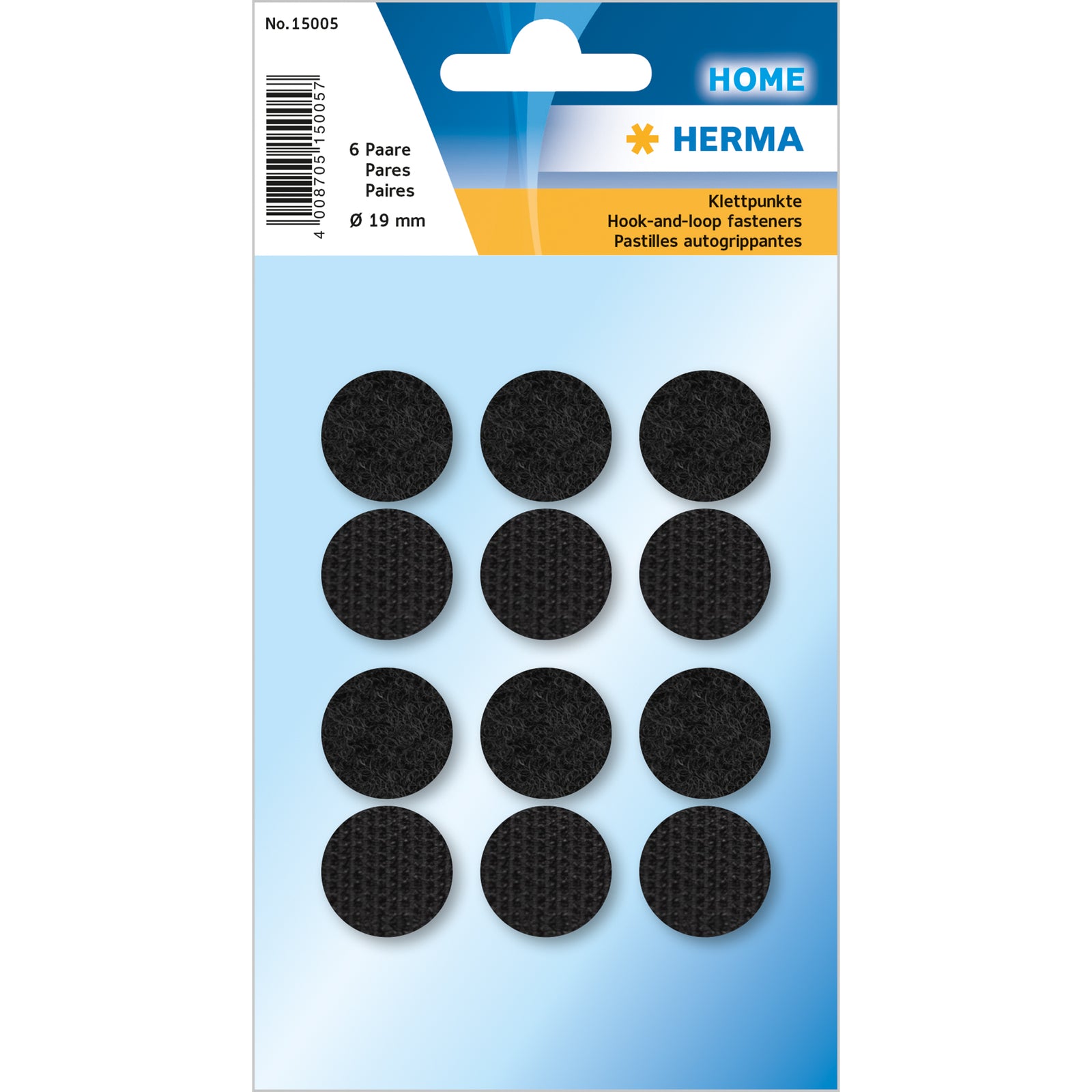 Herma Hook & Loop Velcro Fasteners 19mm - Pack of 6 Pairs