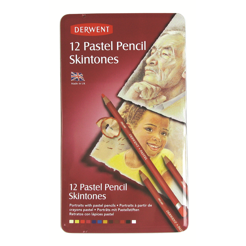 Derwent Pastel Portrait Skin Tones Pencils Drawing & Writing Colouring Pencils For Portrait Drawing Ideal For Blending & Detailing Professional Quality - Tin Set of 12