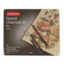 Derwent Tinted Charcoal Watersoluble Professional Quality Charcoal Drawing Pencils - Tin Set