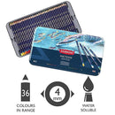 Derwent Inktense Permanent Watercolour Pencils 4mm Premium Core Water-Soluble Ideal for Colouring Painting and Crafting Professional Quality - Tin Set