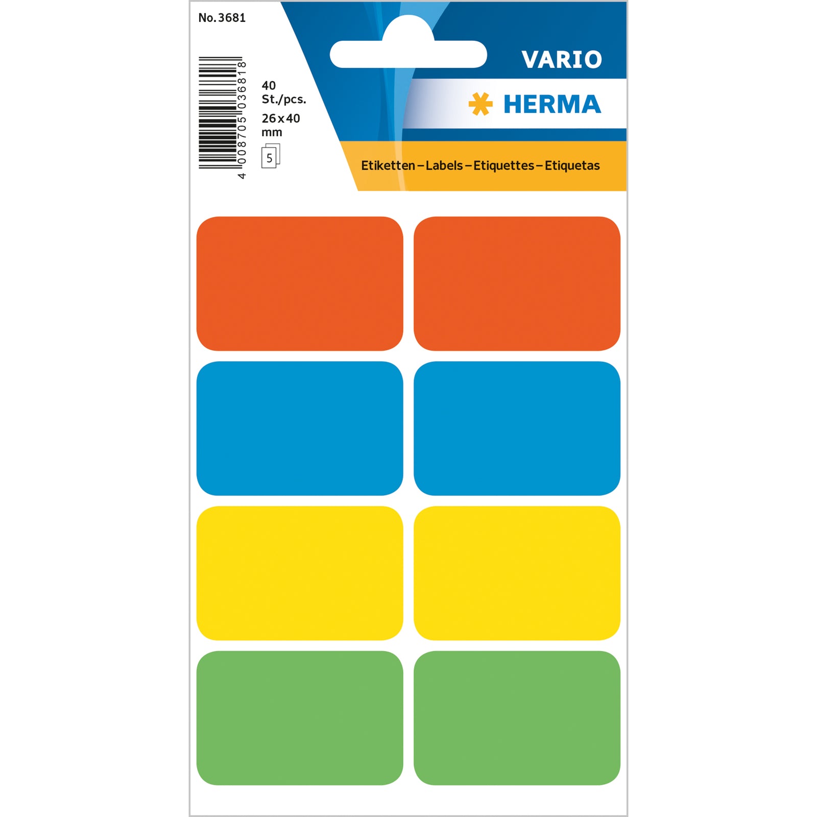 Herma Rectangular Color Labels - Assorted