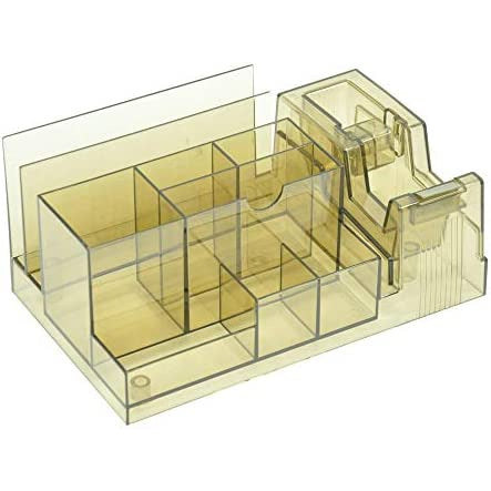 Usign Acrylic Stationery Desk Organizer with Tape Dispenser - Transparent Brown