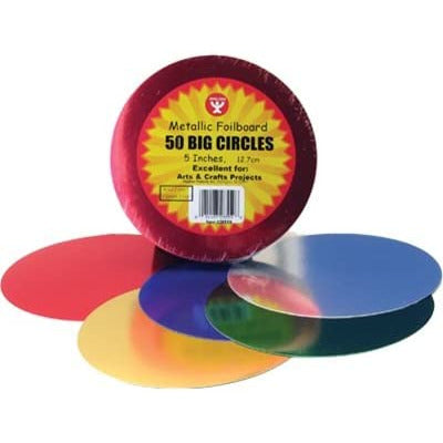 Hygloss Metallic Foil Board Big Circles 12.7 cm - Pack of 50