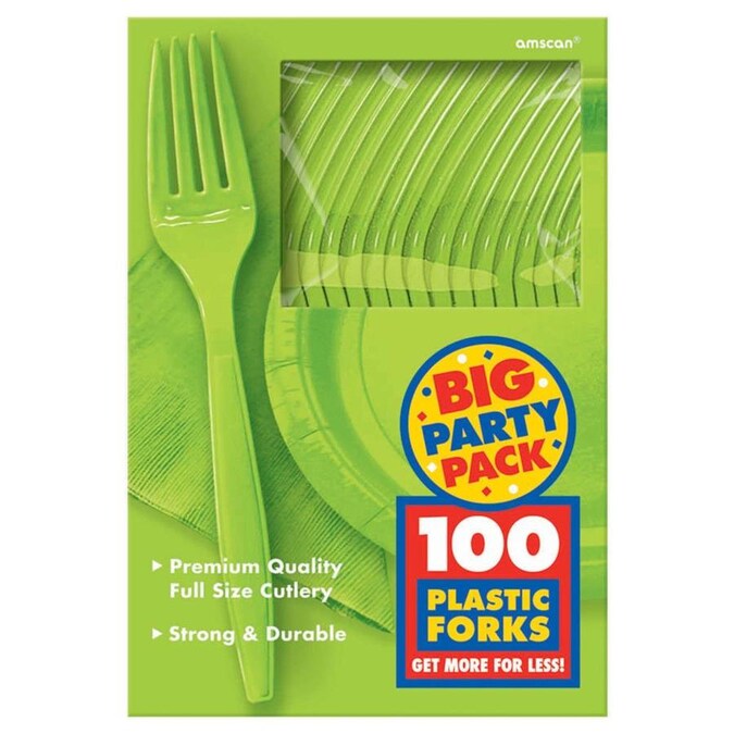 Amscan Big Party Cutlery Pack Lime Green - Pack of 100