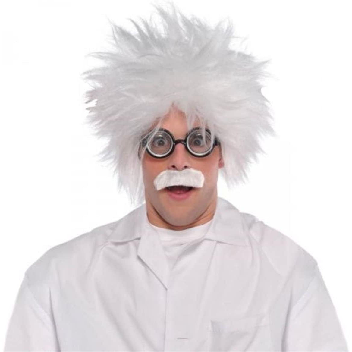 Amscan Einstein Mad Scientist White Wig, Glasses & Moustache