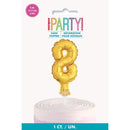 Unique Party Gold Mini-Number Balloon Cake Topper 12.7cm  - Pack of 1