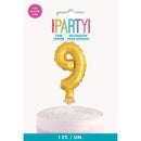 Unique Party Gold Mini-Number Balloon Cake Topper 12.7cm  - Pack of 1