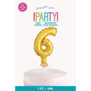 Unique Party Gold Mini-Number Balloon Cake Topper 12.7cm  - Pack of 1