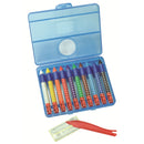 Eberhard Faber Wax Crayons Triangular Grip Vibrant Colors in Plastic Box - Set of 10