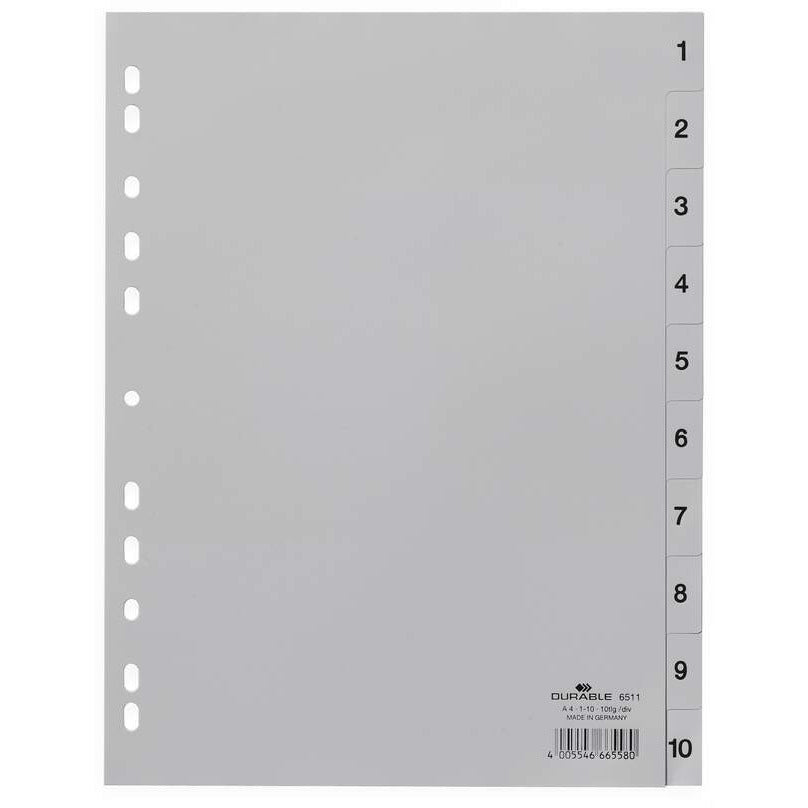 Durable 1-10 Dividers Grey -A4