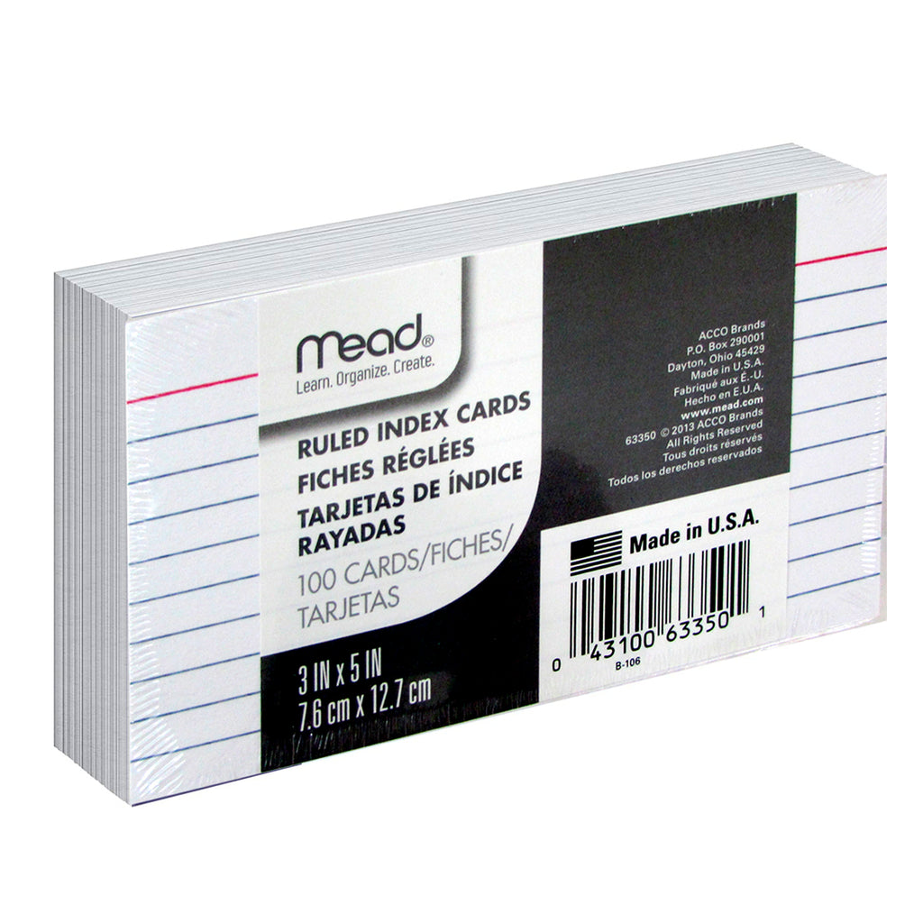  Mead Index Cards, Note Cards, Plain, 100 Count, 4 x