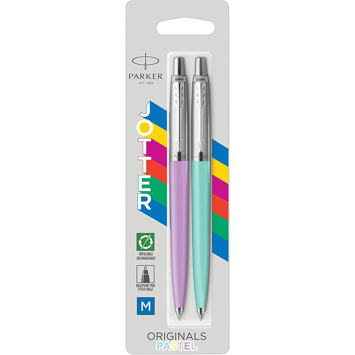 Parker Jotter Originals Pastel Mint & Purple Ballpoint Pen - Pack of 2