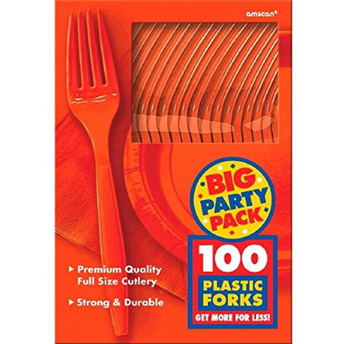 Amscan Big Party Cutlery Pack Orange - Pack of 100