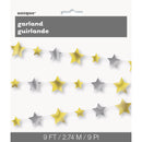 Unique Silver & Gold Stars Garland 2.74 m