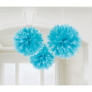 Amscan Blue Fluffy Decorations - Pack of 3
