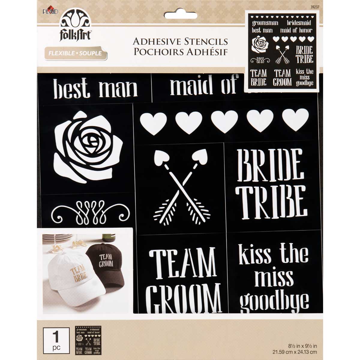 Plaid Folk Art Bride Tribe Laser Cut Adhesive Stencils 21x24cm - 12 Designs