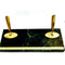 Gold Pen Stand Double Pen Natural Marble Green