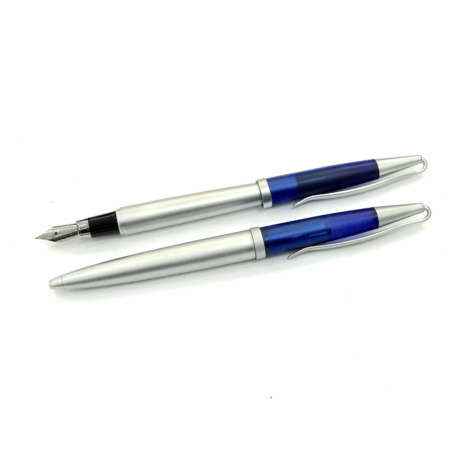 Concord Slim Stainless Steel Blue CT Fountain & Ballpoint Pen Set