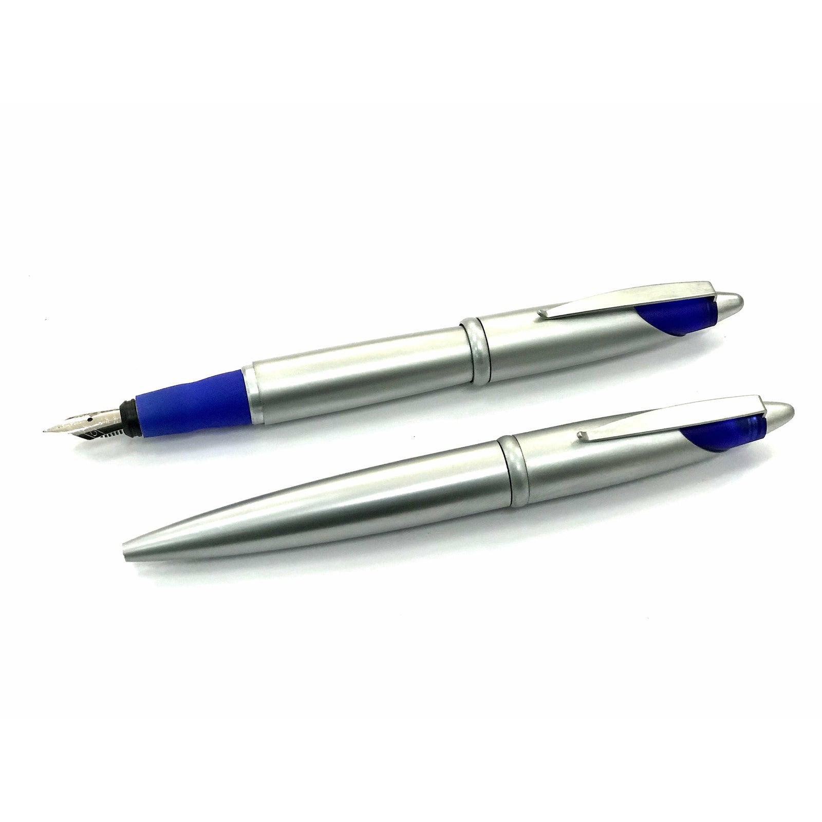Concord Wide Stainless Steel Blue CT Fountain & Ballpoint Pen Set
