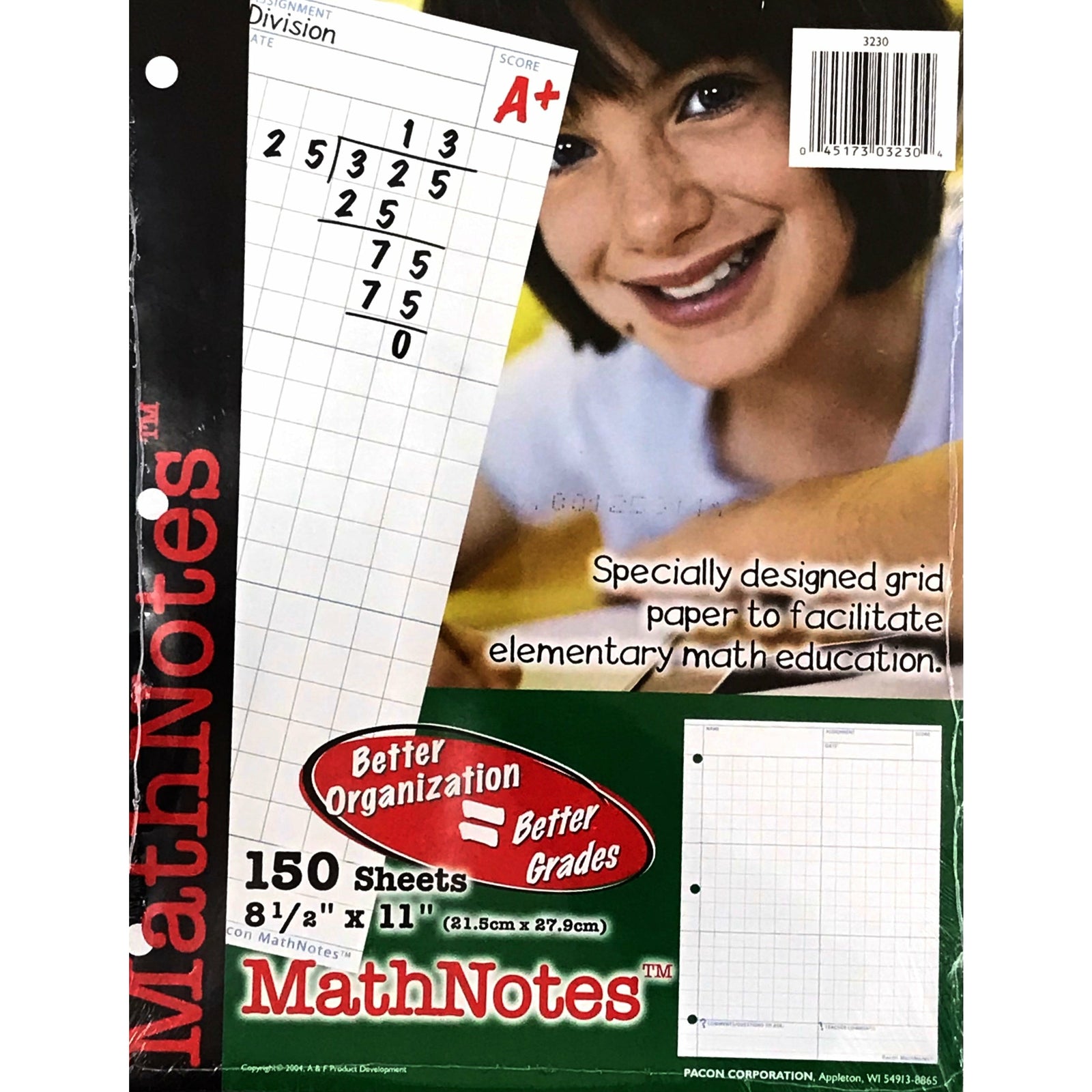 Pacon MathNotes Practice Sheet Grid Paper 8.5