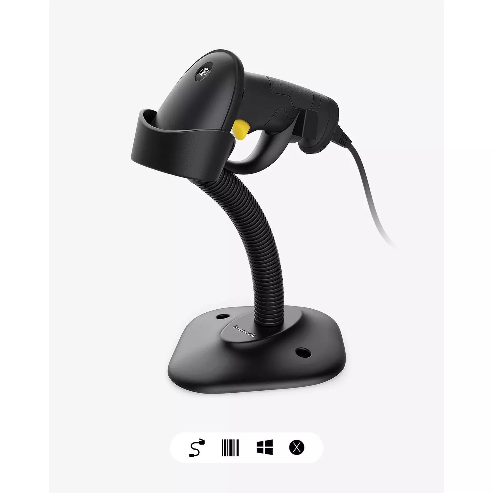 Inateck 1D USB Corded Barcode Scanner with Intelligent Stand