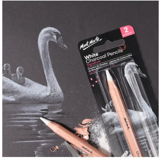 Mont Marte White Charcoal Pencils / Pack of 2