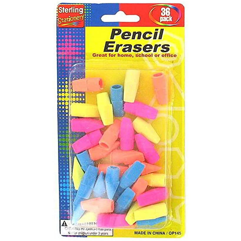 Sterling Pencil Caps Erasers - Pack of 36