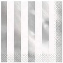 Unique Silver Stripes Luncheon Napkins 33x33 cm - Pack of 16